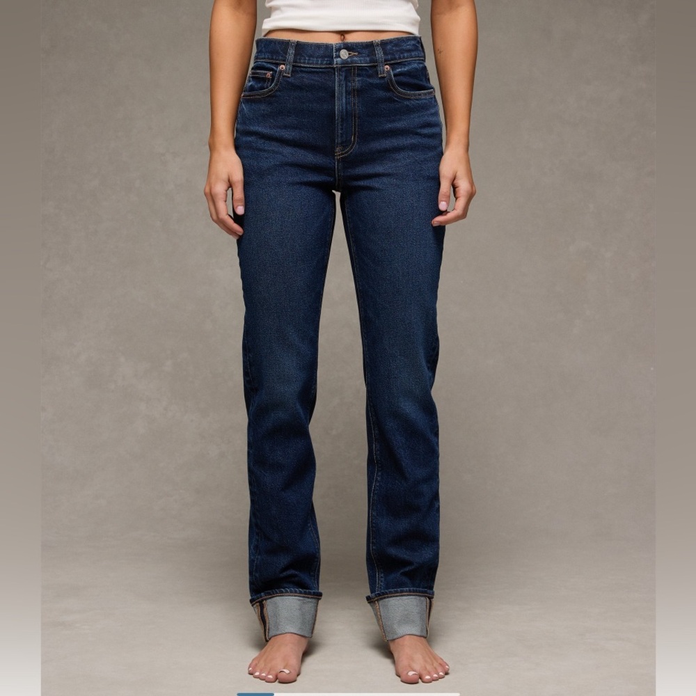 American Eagle Outfitters Dark Blue Straight Leg Jeans